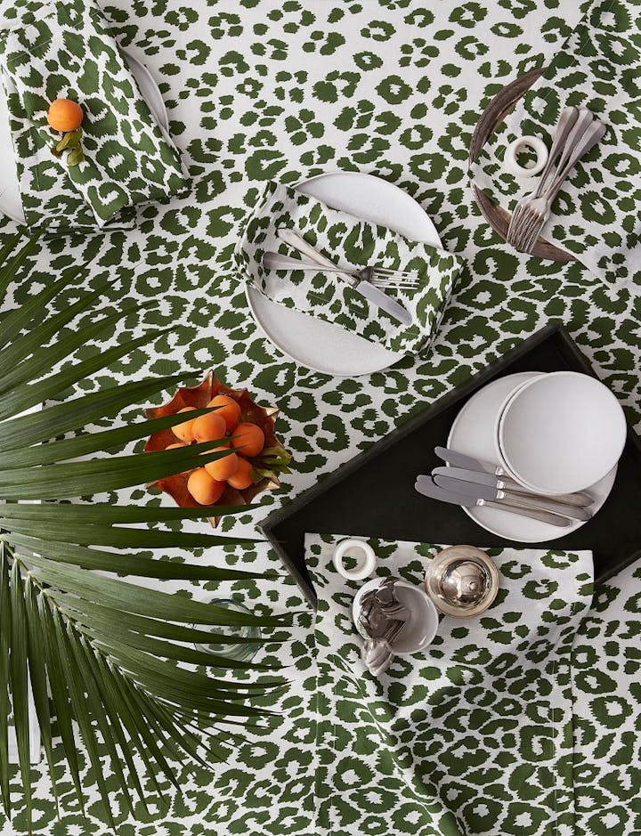 A view of a table featuring our Iconic Leopard table style