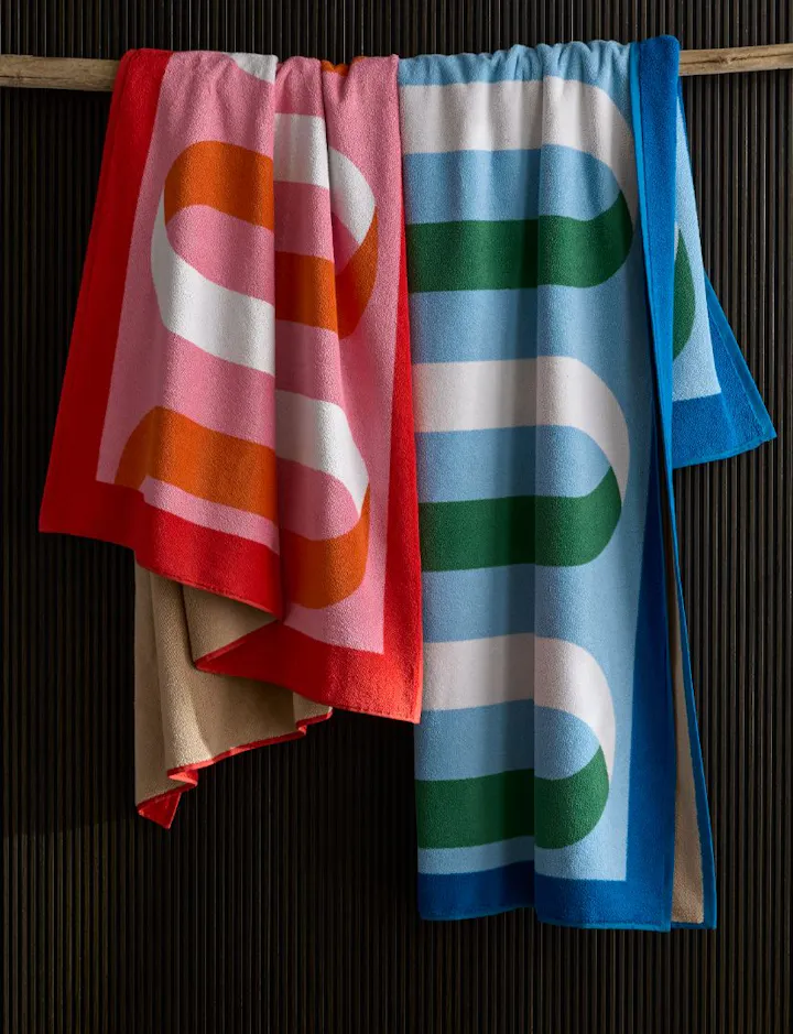 A view of hanging Ribbon Beach Towels