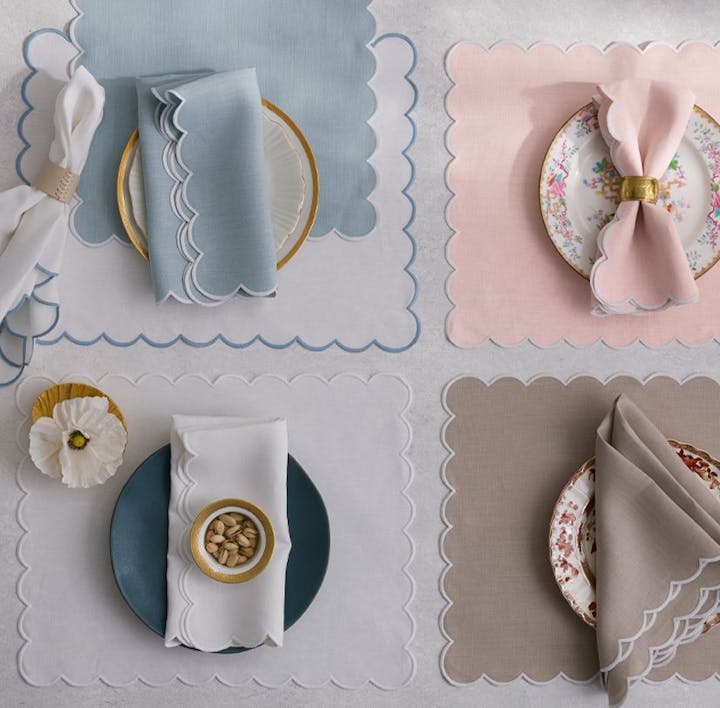 An overhead view of Dakota table linens