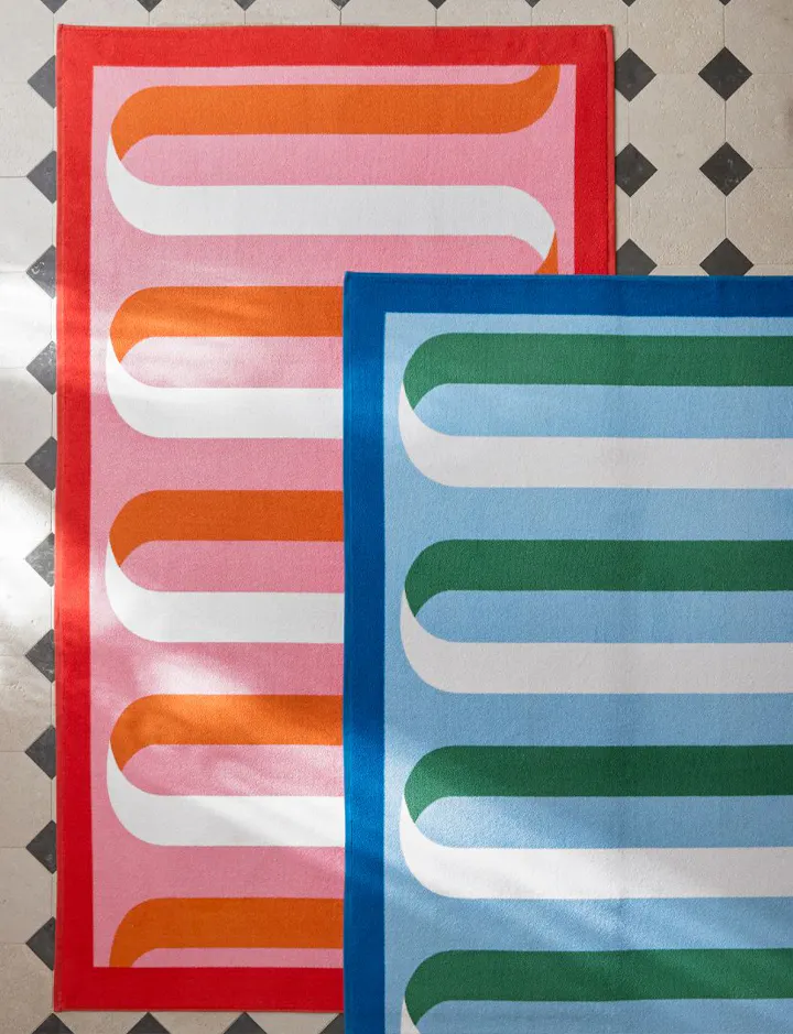 An overhead view of Ribbon Beach Towels