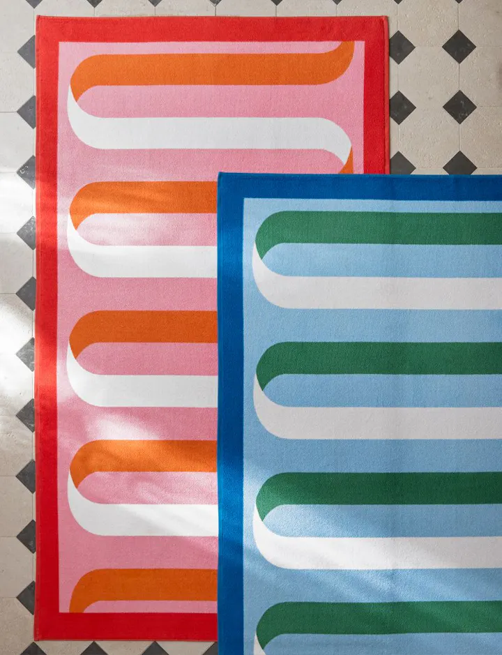 An overhead view of Ribbon Beach Towels