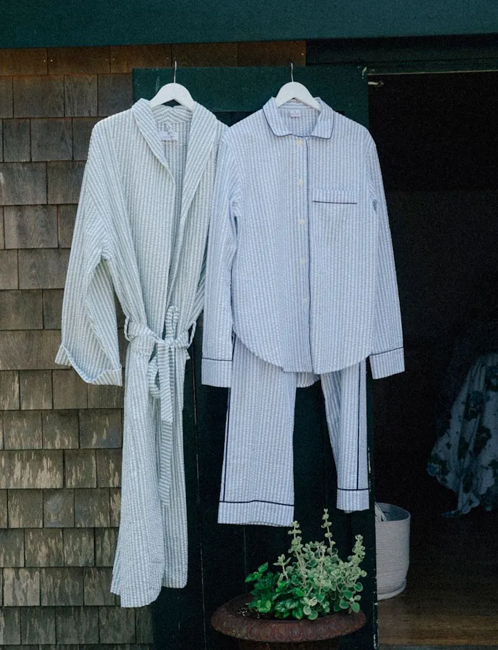 An view of the Matteo Robe and Matteo Pajama Set Hanging Outside
