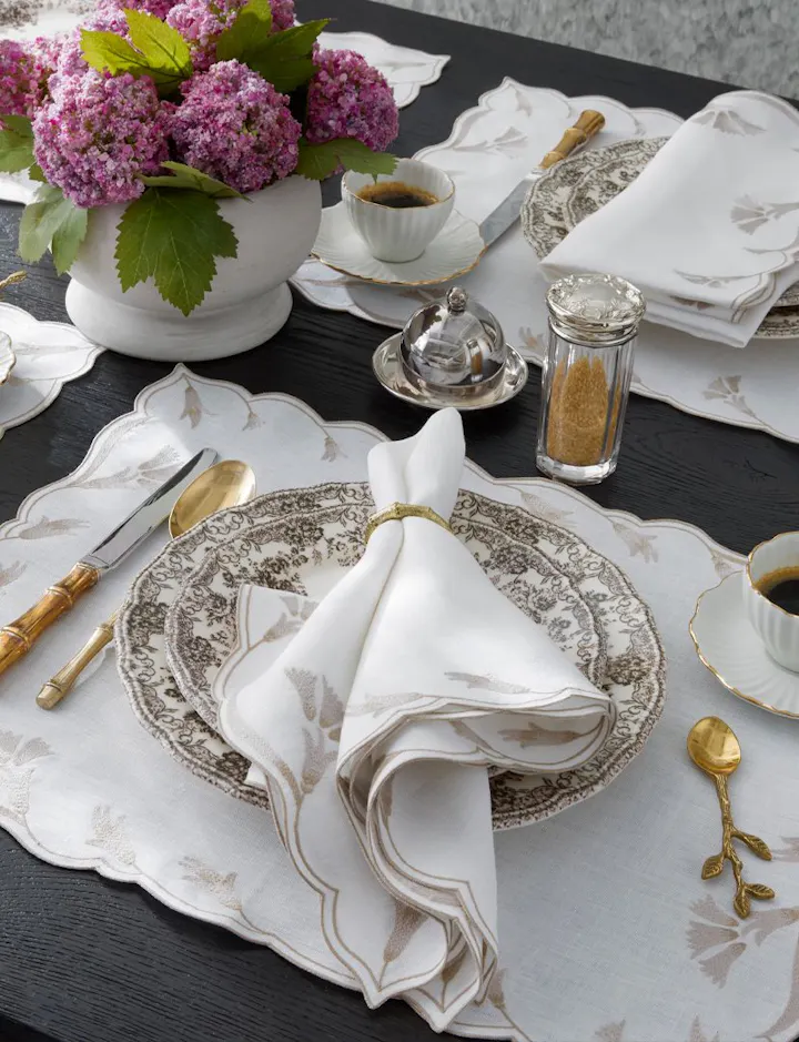 An overhead view of a Laksha Table Place Setting