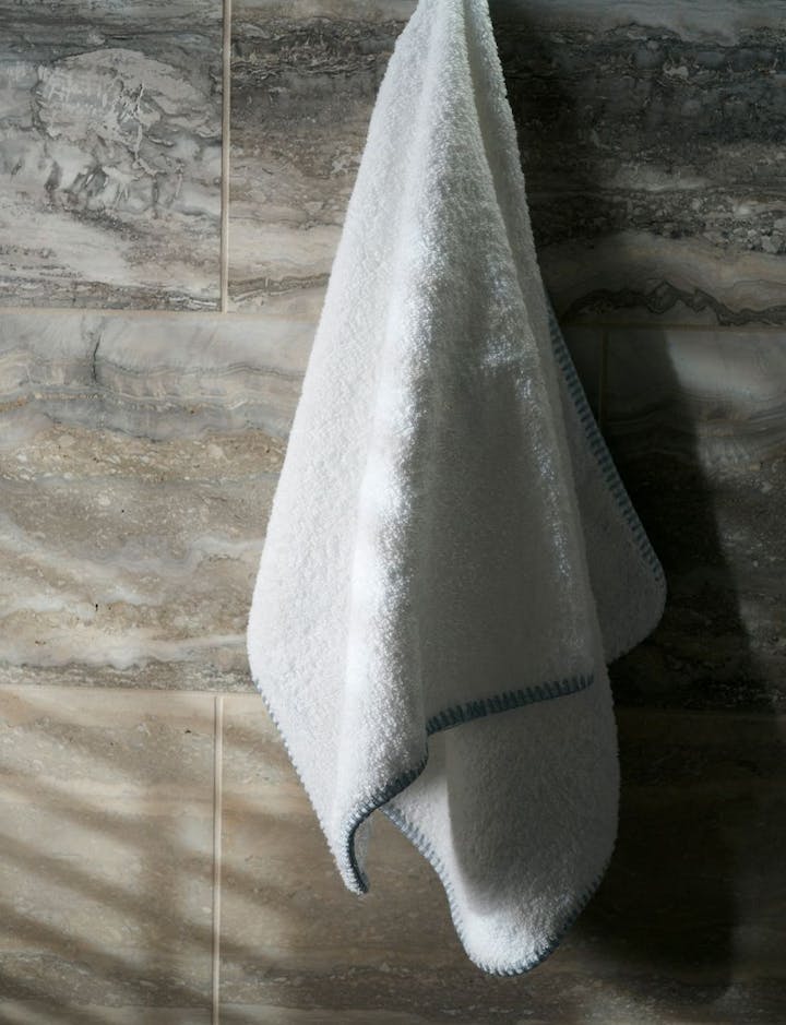 A view of a hanging Whipstitch towel
