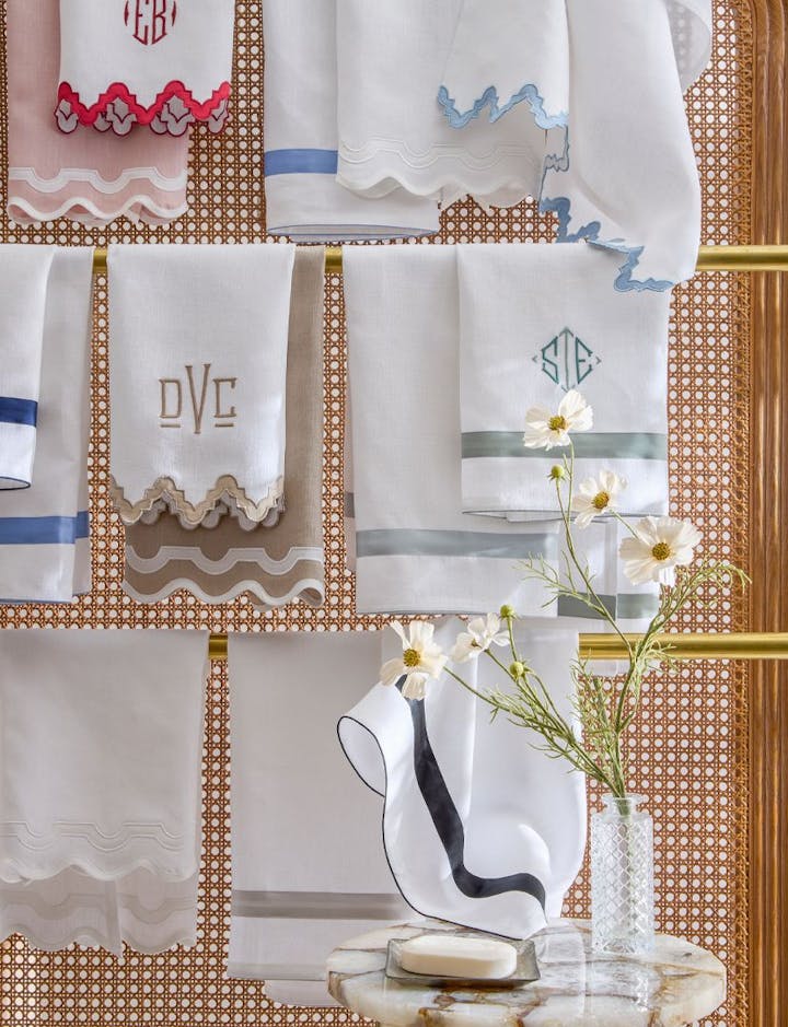 A photo of several guest towel styles